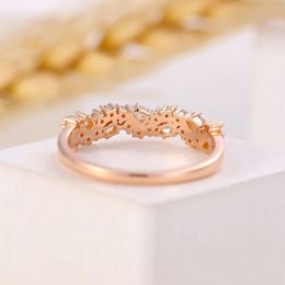 CxsJeremy Solid 14K 585 Rose Gold Vintage Moissanite Wedding Band Pear Cut Stacking Matching Engagement Ring Anniversary Gifts