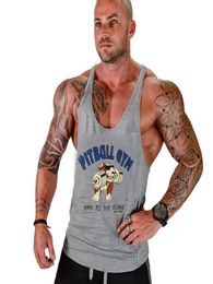 Men039s Cartoon Cotton Fitness Loose Tank Tops For Male Summer Casual Sports Muscle Gym Sleeveless TShirts Vests XXL4418080