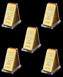 5PCS 24K Arts and Crafts Gold Plated One Ounce Fine 9999 Magnetic Credit Suisse Bullion With Different Numbers3969350