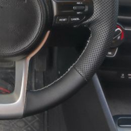 Black Anti-Slip Artificial Leather Original Steering Wheel Braid Car Steering Wheel Cover For Kia Sorento Sedona 2015-2019