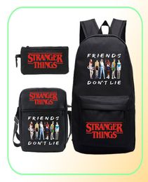 Stranger Things Season 3 School Bag Students Kids Backpack 3pcs Teenager Backpacks Friends Dont Lie Stranger Things Schoolbag5921081