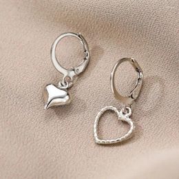 Dangle Earrings 2024 Fashion Punk Asymmetric Heart Drop For Women Vintage Silver Color Metal Love Party Jewelry Gifts