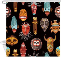 Shower Curtains African Curtain West Decor Ritual Ethnic Tribal Masks Bathroom Accessories