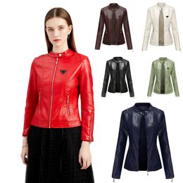 Original Designer Jacket Women's Slim Fit Pu Jacket Outdoor High Quality Bomber Jacket Sport Triangle Hooded Vest Shorts Women's Leather Jacket