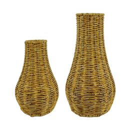 Retro Style Rattan Vase Wicker Vases Tablet Centrepiece Bouquets Holder Art