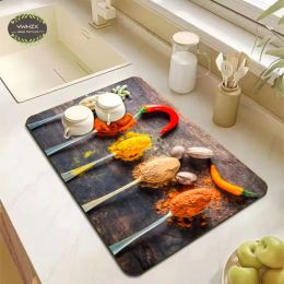 Pepper Vegetable Drain Pad Tableware Bottle Rug Placemat Absorbent Durable Napa Skin Drying Mat Easy To Clean Kitchen Decoration