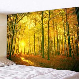 forest Tapestries waterfall Natural landscape tapestry starry sky wall hanging Bohemian living room bedroom studio art decoration R0411