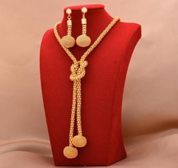 Earrings Necklace 24k African Gold Plated Jewelry Sets For Women Bead Ring Dubai Bridal Gifts Wedding Collares Jewellery Set9520256
