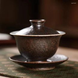 Teaware Sets Jingdezhen Handmade Gaiwan Single Tea Cup Gracked Glaze Supportable Large Size Brewing Colour Ru Ware Master