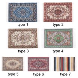 1:12 Scale Turkish Style Dollhouse Carpet Floral Pattern Mat Miniature Weaving Rug Playing House Floor Covering Doll Accessories