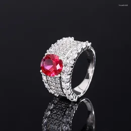 Cluster Rings S925 Silver Classic Colorful Treasure Temperament Engagement Ring Luxury Set Main Stone 8 10 Wedding Jewelry