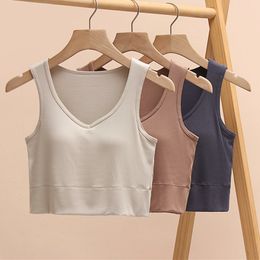 Suspended Tank Top For Women Bottoming T-Shirt Summer Chest Pad Outer Wear Casual Sleepwear Underwear One Piece Pyjamas Tops