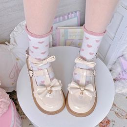 Dress Shoes Kawaii Lolita Mid Heel Round Toe Paltform Japanese Shoe Student Lovely Sweet Jk Girl Harajuku Cosplay Goth Wedge