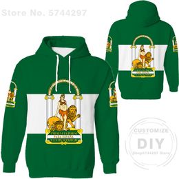 Andalusia Hoodie Free Custom Made Name Sevilla Sweatshirt Print Flag Word Malaga Cadiz Granada Huelva Almeria Spain Clothing