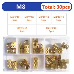 Brass Heat Set Insert Nuts M8 M10 Hot Melt Nut Insert Thread Knurled Double Twill Embedment Copper for 3D Printing Plastic Kit