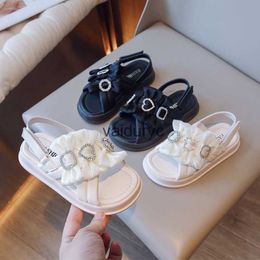 Sandals Childrens 2024 Summer New Bow Girls Small Fragrance Fashion Womens Treasure Shoe Trend H240411