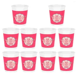 Disposable Cups Straws Chinese Wedding Water Glass Style Paper Cup Simple Creative Beverage Dinnerware Plastic