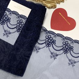 14Yds Embroidery Lace Fabrics DIY Lingerie Sewing Crafts Dark Blue Mesh Tulle Lace for Bra Needle Works