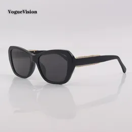 Sunglasses Black Acetate Frame Butterfly For Women Fashion Square Glass Outdoor UV Protective Eyewear With Side Metal Decoration