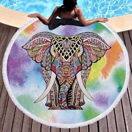 Towel Tassels Beach Mat Elephant Printed Football Blanket Picnic Bath Bikini Cover-up