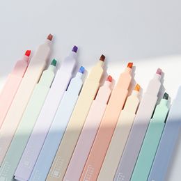 6pcs/set Highlighters Pale Colour Fluorescent Pen Art Markers Stationery Gifts Morandi Highlighter Pen Set DEC889