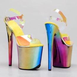 Dress Shoes 20cm/8inches Shiny TPU Upper Electroplate Platform High Heel Sandals Sexy Model Pole Dance 282