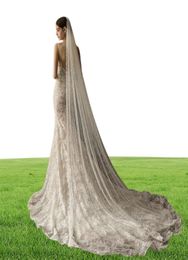 Bridal Veils Wedding Veil With Pearls One Layer Long Cathedral Bride Velos De Noiva Crystal Beaded For White Ivory Metal Comb5645400