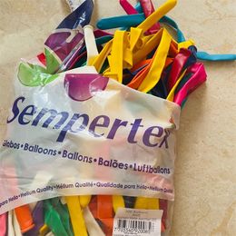 10 Bulk Pack Strip Sempertex 360S Solid Assorted Magic Latex Long Balloons Party Birthday Decoration Festival Kids Favours 240328