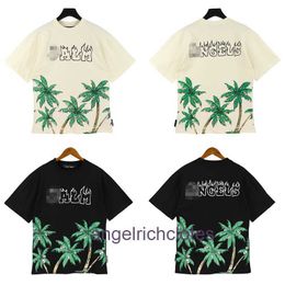 High end Designer clothes for trendy Pa Angels coconut tree skeleton flame letter printed short sleeved Tshirt for men and women with half sleeves with trademark tag