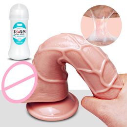 Lubricant Suction Cup Dildos Set Realistic Penis Fake Dick sexy Semen Vaginal Massage Oil Toys for Women Lesbian Masturbation