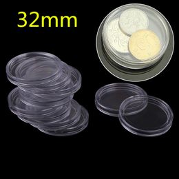 10Pcs/Box Coin Box Clear 18-50mm Round Boxed Holder Plastic Storage Capsules Display Cases Organizer Collectibles Gifts