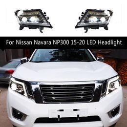 For Nissan Navara NP300 15-20 LED Headlight Car Accessories DRL Daytime Running Lights Streamer Turn Signal Indicator Front Lamp