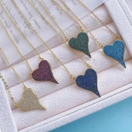 Pendant Necklaces 5 Pieces Zircon Heart Neckalce Mix Colour Jewellery Necklace Fashion 52460