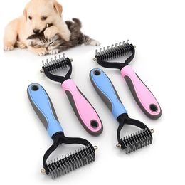 Dogs Cats Shedding Hair Grooming Comb Safety Manual Undercoat Rake Brush Cats Hair Comb Pet Deshedding Dematting Tool