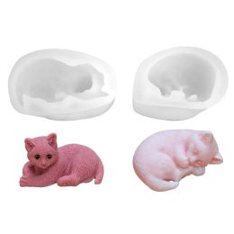 Cute Sleepy Cat Silicone Mould Soap Mould Candles Handmade Soap Clay Mould Plaster Moulds Creative Candle Making Kit Home Decoration