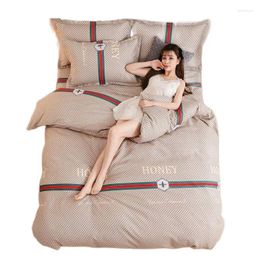 Bedding Sets Set Luxurious Grid Children's Boy Adult Duvet Cover Bed Sheet Pillowcase