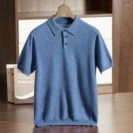 Men's Polos Spring And Summer Pure Cashmere Sweater T-Shirt Men Business Casual POLO Collar Short-Sleeved High-End Knit Pullover