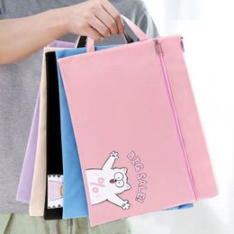 A4 File Holder Portable Oxford Cloth Double Zipper File Bag Stationery Student School Supplies Kawai Storage Bag for Girls