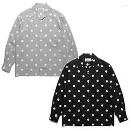 Men's Casual Shirts 2024ss Black Grey WACKO MARIA Hawaii Shirt Dots Printing Lapel Men Woman Quality Comfortable Tops Tee