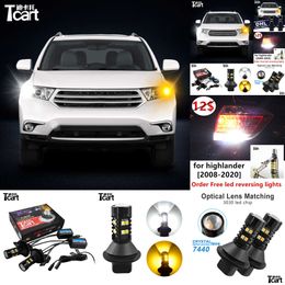 for Toyota Highlander Daytime Running Light Turn Signal Car Led Drl 7440 T20 Accessories 2011 2012 2013