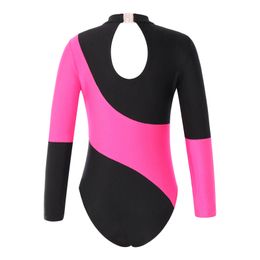 Kids Girls Long Sleeve Shiny Rhinestone Ballet Dance Leotards Teens Gymnastics Jumpsuit Children's Skating Bodysuit Dancewear