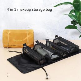 Storage Bags 4 In 1 Travel Cosmetic Bag For Women Zipper Mesh Separable Pouch Portable Folding