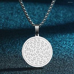 Pendant Necklaces CHENGXUN Men's Moses Necklace Stainless Steel 72 Names Of The God Female Retro Round Amulet Talisman Protection Jewelry