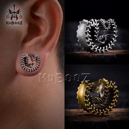 KUBOOZ Popular Copper Snake Ear Tunnels Gauges Plugs Notches Earrings Piercing Body Jewellery Expander Stretchers 2PCS