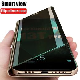 Luxury Mirror Mirror Case For Xiaomi MI 13T 12T 11T 10T 9T Pro Coque For Mi 13 12 11 Lite 5G NE Leather Flip Holder Phone Cover