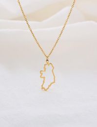 10PC Outline Republic of Ireland Map Necklace Continent Europe Country Dublin Pendant Chain Necklaces for Motherland Hometown Iris8528157