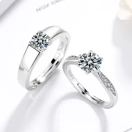 Cluster Rings Zircon Wedding For Women Luxury 925 Silver Hoops Couple Ring Set Simple Fashion Trend In 2003