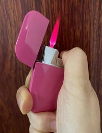 Creative Pink Flame Jet Lighter Portable Turbo Butane Gas Metal Lighter Outdoor Windproof Cute Cigarette Lighter Gift For Girls1192806