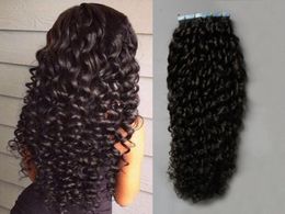 Grade 7A Unprocessed Brazilian Afro Kinky Curly Hair Adhesives Tape In Human Hair Extensions PU Skin Weft Tapes Ins Remy Hair Exte4503248