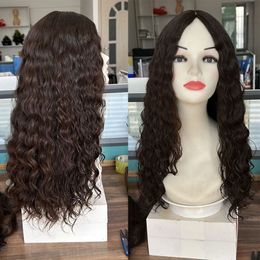 Curly Silk Top Jewish Wig Natural #4 European Virgin Hair Human Hair Wigs For Women Silk Topper Kosher Wig Curly Wig